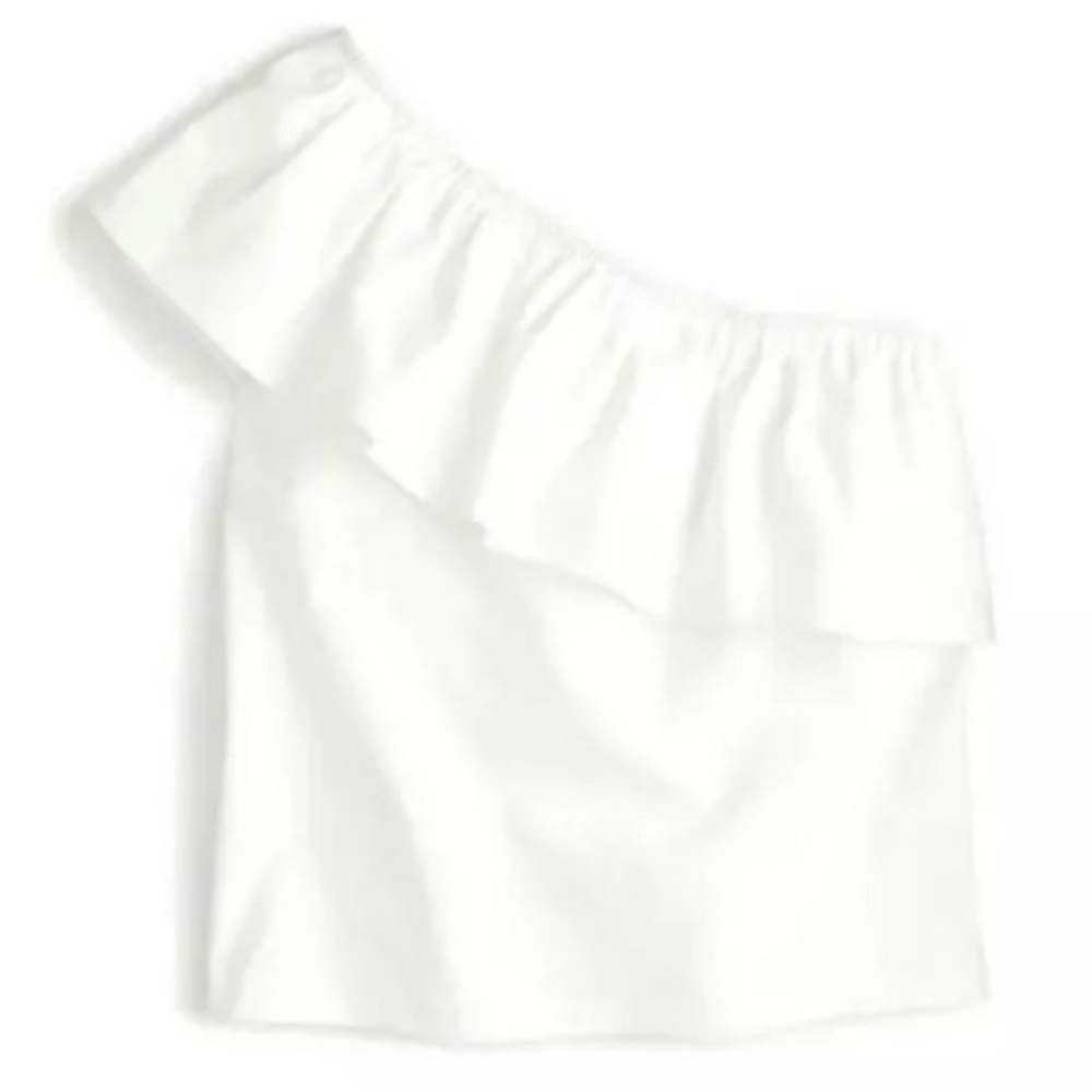 Banana Republic White One-Shoulder Ruffle Top Size Medium